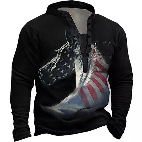 

Men's Sweatshirt Pullover Black Standing Collar Graphic Prints National Flag Zipper Print Daily Sports Holiday 3D Print Basic Streetwear Designer Spring & Fall Clothing Apparel Hoodies Sweatshirts