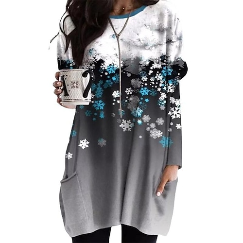 

amazon foreign trade women's clothing 2022 spring new loose top casual printing long-sleeved round neck printing t-shirt