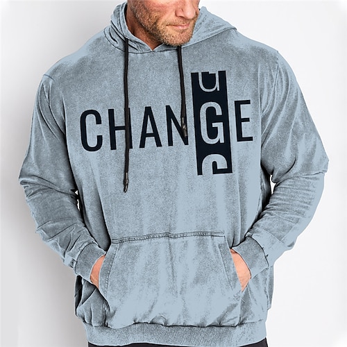 

Men's Plus Size Pullover Hoodie Sweatshirt Big and Tall Letter Hooded Long Sleeve Spring & Fall Basic Fashion Streetwear Comfortable Daily Wear Vacation Tops