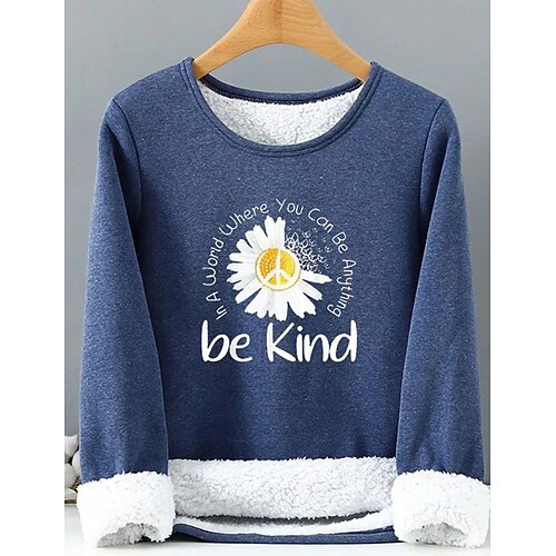 

Women's Hoodie Sweatshirt Pullover Sherpa Fleece Teddy Green Blue Pink Floral Street Round Neck Long Sleeve Fleece S M L XL 2XL 3XL