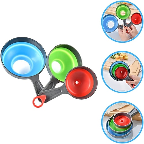 

spot wide-mouth and fine-mouth folding plastic funnel three-piece set jam funnel oil leak three-piece set of kitchen tools