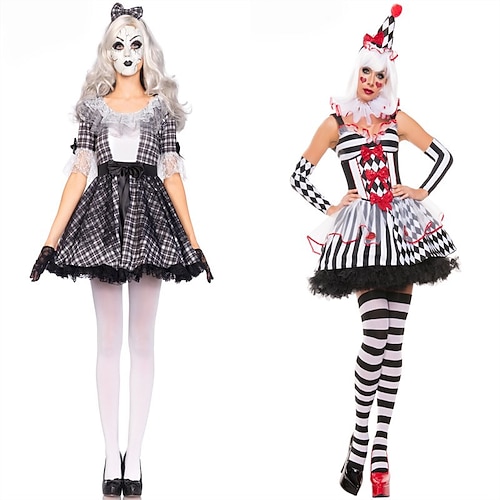 

Joker Clown Couples' Costumes Women's Movie Cosplay Cosplay Halloween Purple Red Black Dress Headwear Halloween Carnival Masquerade Polyester