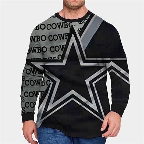 

Hombre Talla Grande Camiseta Grande y alto Estrella Cuello Barco Primavera Otoño Design Básico Cómodo Grande y alto Exterior Calle Tops