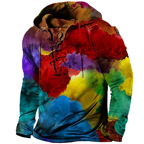 

Men's Pullover Hoodie Sweatshirt Pullover Green Blue Light Green Red Hooded Graphic Prints Graffiti Lace up Print Casual Daily Sports 3D Print Basic Streetwear Designer Spring & Fall Clothing Apparel