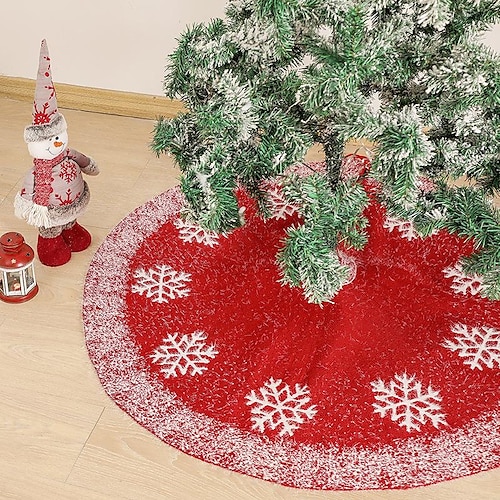 

Christmas Tree Skirt Knitted Tree Skirt Apron Christmas Tree Skirt Knitted Snowflake Christmas Decoration