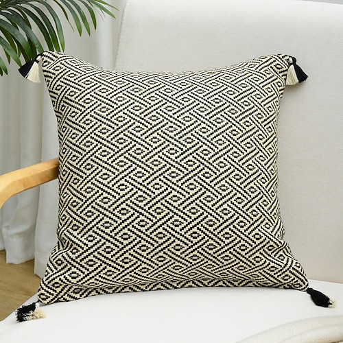

Geometric Jacquard Pillow Cover Decorative Pillowcase Throw Cushion Cover for Sofa Couch Bed Bench Living Room 1PC