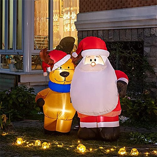 

Christmas Inflatables Outdoor Decorations 1.5m 5FT Santa Claus with Reindeer Blow up with LED Lights for Outdoor Courtyards Suitable for Christmas PartyHolidayYard and Garden