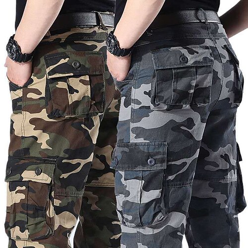 

Men's Cargo Pants Trousers Leg Drawstring Multi Pocket Straight Leg Camouflage Comfort Breathable Full Length Casual Daily Going out Sports Stylish ArmyGreen Blue Inelastic