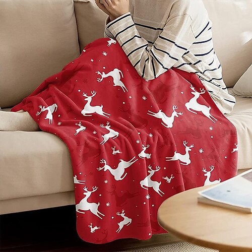 

Christmas Red Throw Blanket Cozy Funny Santa Claus Holiday Fleece Throw Super Soft Cozy Plush Xmas Year Blanket for Couch Sofa Bed Living Room