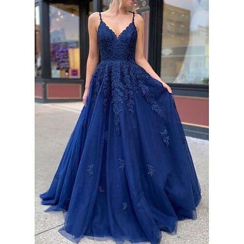 

a-line/prinsesse v-hals lange/gulvlange blonde gallakjoler