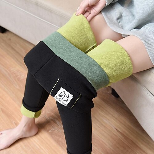 

Women's Skinny Fleece Pants Pants Trousers Cotton Blend Fleece lined Grey Black High Waist Casual Office Vacation Side Pockets High Elasticity Full Length Thermal Warm S M L XL 2XL