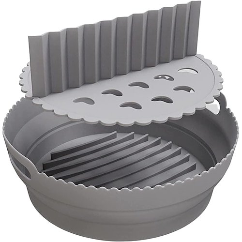 

Silicone Air Fryer Liners Round Steamer Pan with Separator Folding Design for Cooking Oven Microwave