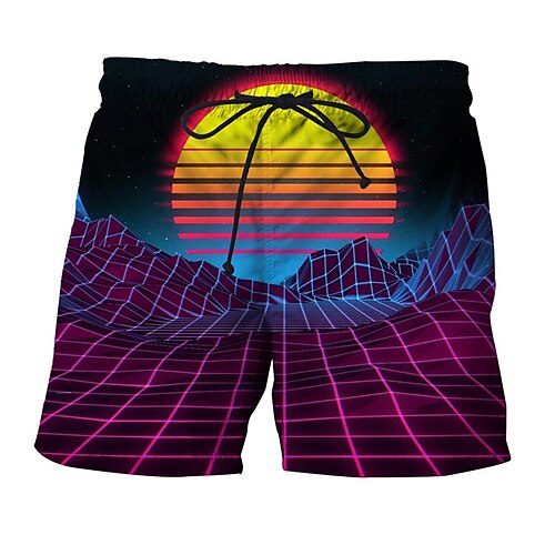 

Men's Shorts Beach Shorts 3D Print Elastic Drawstring Design Graphic Galaxy Breathable Soft Short Casual Daily Holiday Streetwear Designer Blue Purple Micro-elastic