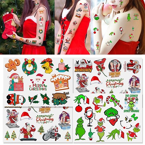 

2PCS Merry Christmas Waterproof Tattoo Sticker Christmas Wizards Party Sticker New Year New Year Atmosphere Layout