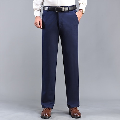 

Men's Dress Pants Trousers Pocket Straight Leg Solid Colored Comfort Breathable Business Daily Fashion Casual Khaki Royal Blue Micro-elastic