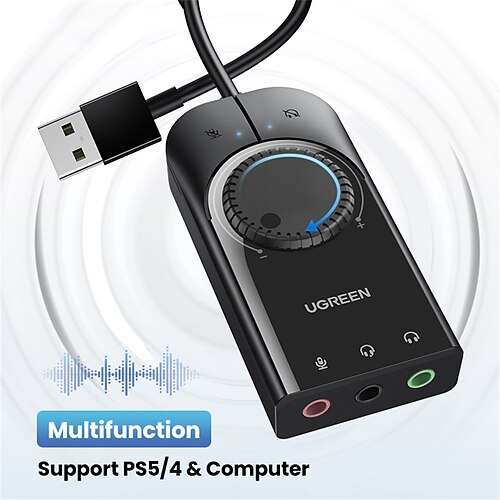 

UGREEN Sound Card USB Audio Interface External 3.5mm Microphone Audio Adapter Soundcard for PC Laptop PS4 Headset USB Sound Card