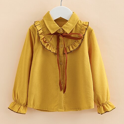 

Toddler Girls' Blouse Solid Color School Long Sleeve Active 7-13 Years Winter Yellow