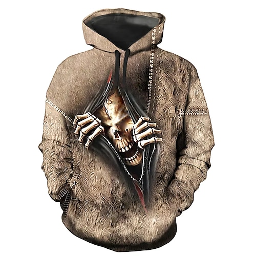 

Men's Pullover Hoodie Sweatshirt Blue Purple Khaki Red Brown Hooded Skull Graphic Prints Print Daily Sports 3D Print Basic Streetwear Designer Spring Fall Clothing Apparel Hoodies Sweatshirts