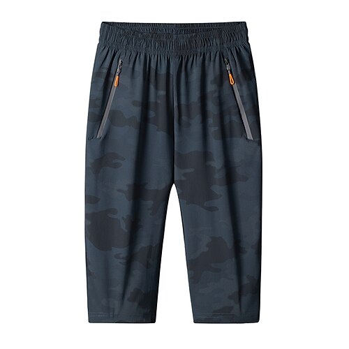 

Men's Active Capri shorts Casual Shorts Zipper Pocket Print Camouflage Sports Calf-Length Daily Going out Gym Sports Casual Black Dark Blue Micro-elastic