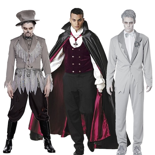 

Zombie Vampire Couples' Costumes Men's Movie Cosplay Cosplay Halloween White Coat Shirt Pants Halloween Carnival Masquerade Polyester / Cloak / Hat / Corsage / Bow Tie / Cloak