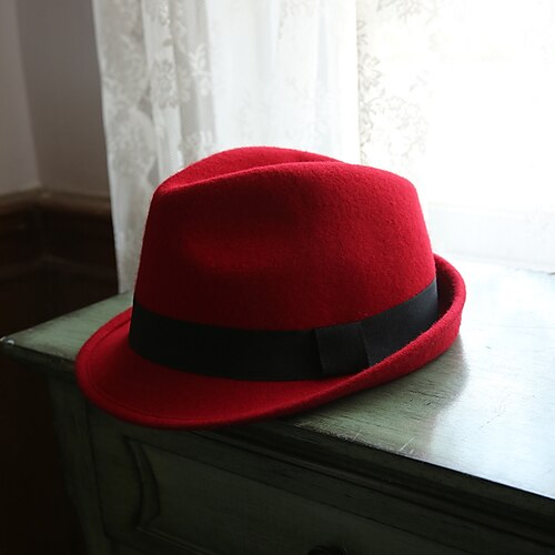 

Women's Hat Bucket Hat Red Party Street Holiday Splice Color Block Warm Breathable / Winter / Fall