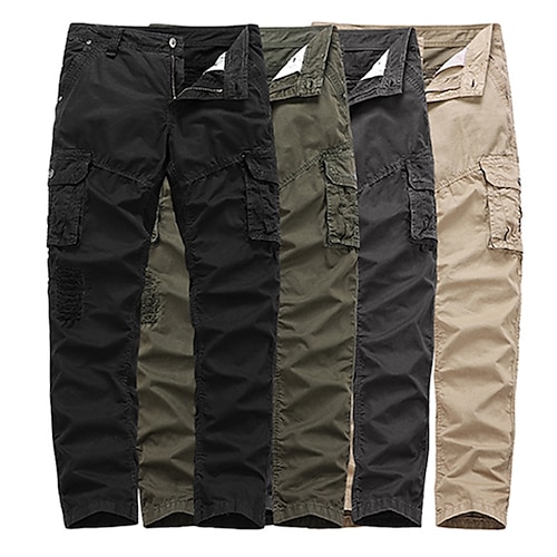 

Men's Cargo Pants Trousers Zipper Pocket Solid Color Comfort Breathable Full Length Daily Holiday Streetwear 100% Cotton Sports Fashion ArmyGreen Khaki Micro-elastic