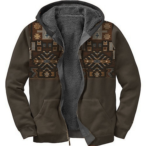 

Men's Fleece Jacket Full Zip Hoodie Fleece Hoodie Sherpa Jacket Coffee Hooded Graphic Prints Zipper Print Casual Daily Sports 3D Print Fleece Basic Boho Designer Fall & Winter Clothing Apparel Hoodies