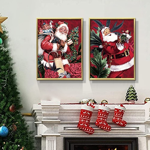 

1 Panel Christmas Prints Poster Santa Claus Wall Art Modern Picture Home Decor Wall Hanging Gift Rolled Canvas Unframed Unstretched