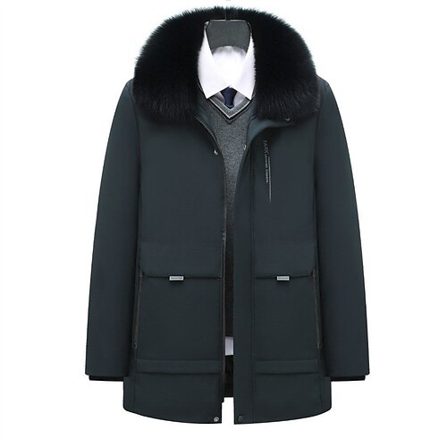 

Men's Puffer Jacket Quilted Jacket Parka Outdoor Casual / Daily Vacation Going out To-Go Pure Color Outerwear Clothing Apparel Black Navy Blue