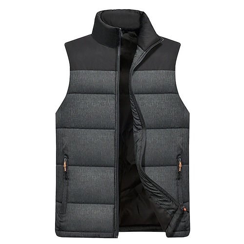 

Men's Puffer Vest Winter Jacket Winter Coat Outdoor Casual Date Casual Daily Office & Career Solid / Plain Color Outerwear Clothing Apparel Dark Grey Light Grey Orange