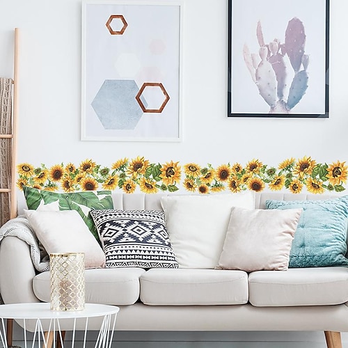 

new fx-b290 sunflower bouquet skirting line diy bedroom living room porch home decoration wall stickers self-adhesive