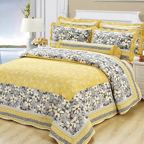 

100% Cotton Quilt Set 3 Piece, Embossed Reversible Quilt Set with Shams, Lightweight Soft Coverlet Bedspread, Embossed Summer Quilt, Queen Size King Size Bedding Quilts for All Season