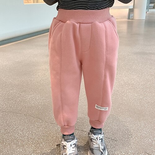 

Toddler Girls' Trousers Solid Color Fashion Outdoor Cotton 3-7 Years Winter Pink Beige Gray / Fall