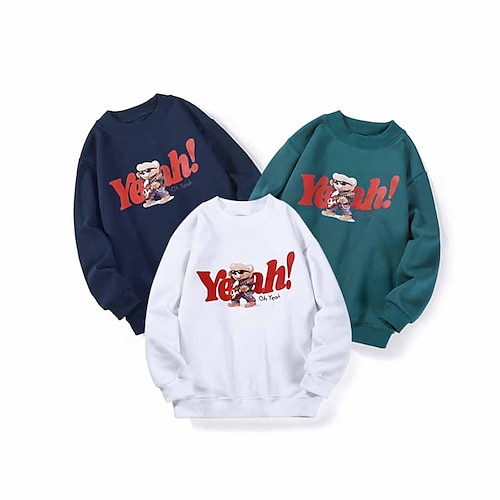 

Kids Boys Sweatshirt Pullover Letter Panda Long Sleeve Children Top Outdoor Cotton Sweatshirt Fashion Daily Green Navy Blue White Winter 7-13 Years / Fall