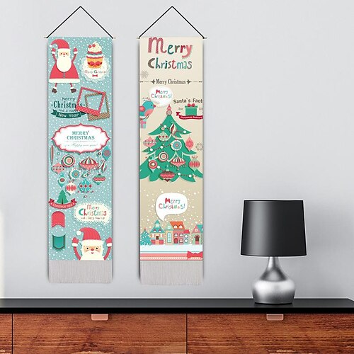 

Christmas Woven Hanging Tapestry Photography Background Tree Room Decoration Cloth Wall Covering Background Cloth Living Room Bedside Tapestry 32.5x130cm(13x52inch)