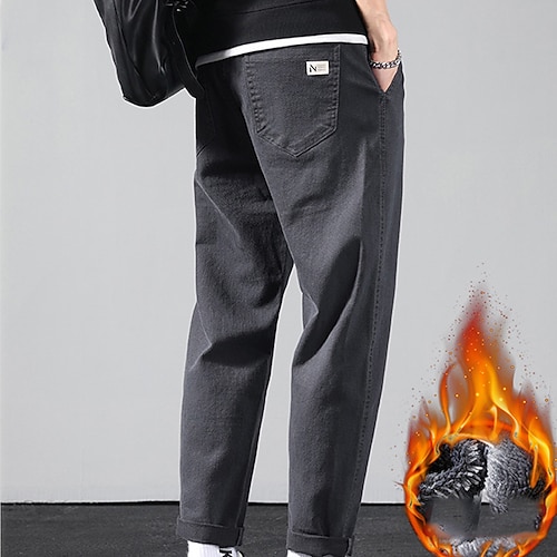 

Men's Fleece Pants Winter Pants Trousers Casual Pants Pocket Drawstring Elastic Waist Solid Color Comfort Warm Daily Going out Streetwear Stylish Casual ArmyGreen Dark Gray Micro-elastic