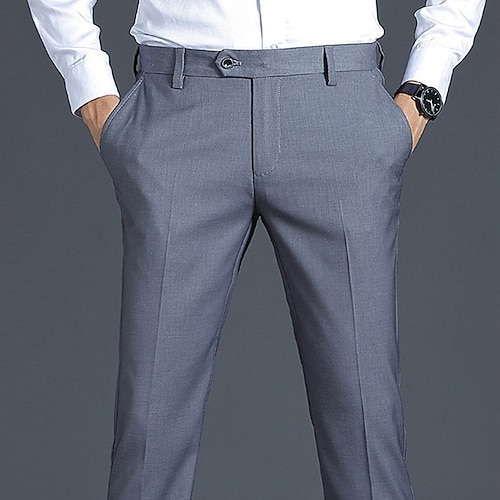 

Men's Dress Pants Fleece Pants Winter Pants Trousers Pocket Straight Leg Solid Color Comfort Warm Daily Going out Streetwear Stylish Classic Style Black Blue Micro-elastic