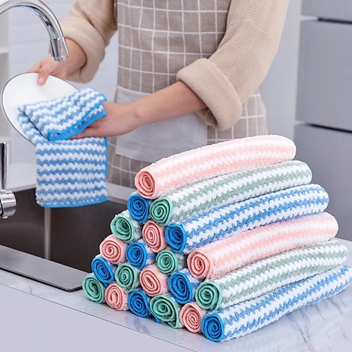 

Kitchen Cleaning Rag Coral Fleece Dish Washing Cloth Super Absorbent Scouring Pad Dry And Wet Kitchen Cleaning Towels