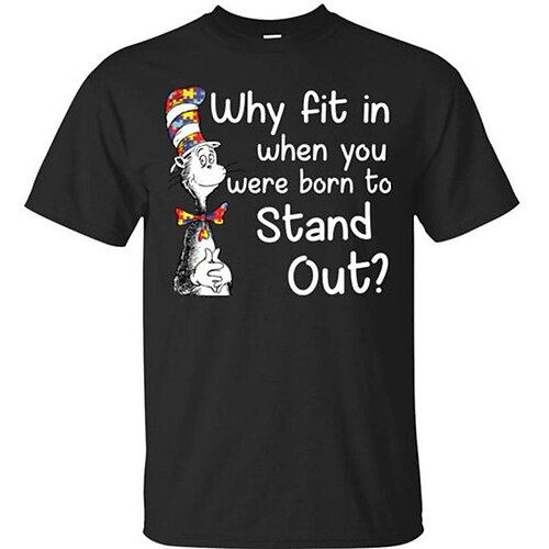 

Kids Boys The Cat in the Hat T shirt Tee Cat Letter Hat Short Sleeve Crewneck Children Top Outdoor Fashion Adorable Summer Black 3-12 Years
