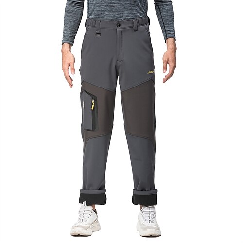 

Men's Fleece Pants Winter Pants Trousers Casual Pants Multi Pocket Straight Leg Color Block Comfort Warm Casual Daily Streetwear Sports Fashion Green Gray Micro-elastic