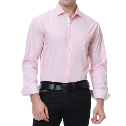 

Men's Dress Shirt Solid Colored Turndown Black Blue Purple Pink Wine Work Street Long Sleeve Button-Down Clothing Apparel Business Formal Comfortable Smart Casual