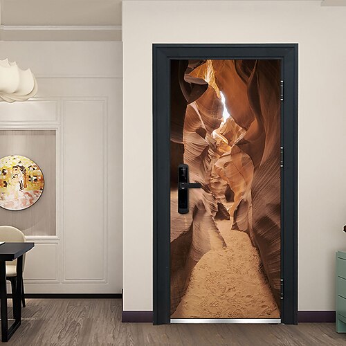 

Rock Cave 3D Door Stickers Decorative Waterproof Door Decal Decor 38.5200cm2Pcs