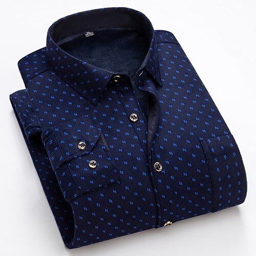 

Men's Dress Shirt Fleece Shirt Graphic Prints Turndown Blue Yellow Wine Royal Blue Navy Blue Outdoor Street Long Sleeve Button-Down Clothing Apparel Fashion Comfortable