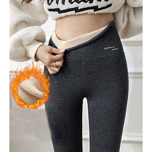 

Women's Fleece Pants Pants Trousers Leggings Cotton Blend Fleece lined Light Grey Dark Grey Black High Waist Casual Office Vacation High Cut High Elasticity Ankle-Length Thermal Warm S M L