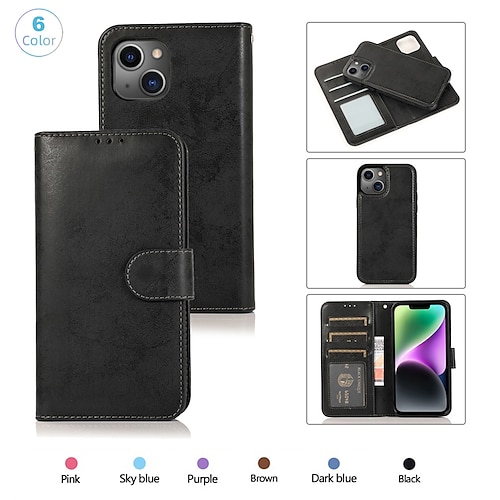 

Phone Case For Samsung Galaxy Wallet Card iPhone 14 Pro Max 13 12 11 Pro Max Mini X XR XS 8 7 Plus Detachable Wallet Magnetic Solid Colored TPU PU Leather