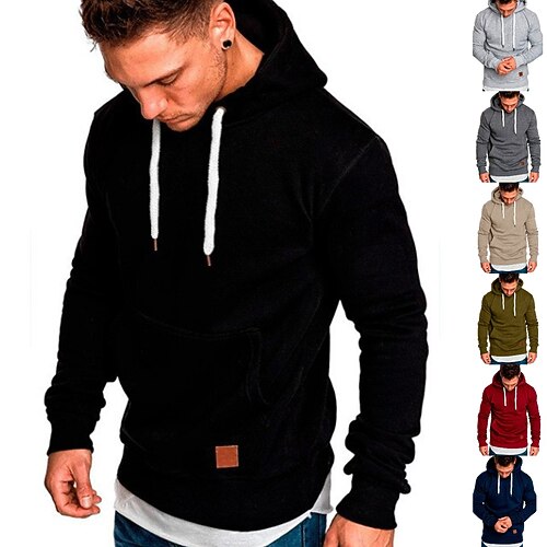 

Men's Hoodie Sweatshirt Pocket 2 in 1 Long Sleeve Top Athleisure Winter Thermal Warm Breathable Soft Running Jogging Training Sportswear Activewear Patchwork Dark Grey Wine Red Army Green