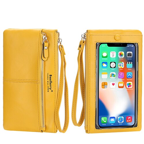 

Women's 2022 Mobile Phone Bag Polyester PU Leather Solid Color Daily Office & Career Dark Brown Blue Pink Yellow