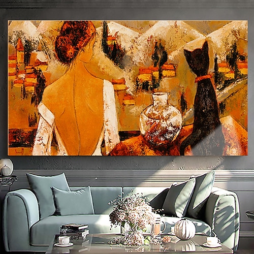 

Handmade Oil Painting Hand Painted Vertical Abstract Contemporary Modern Rolled Canvas (No Frame)