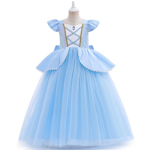 

Toddler Girls' Dress Solid Color Party Dress Midi Dress Performance Sequins Sleeveless Fashion Dress 3-7 Years Fall Sky Blue / Spring