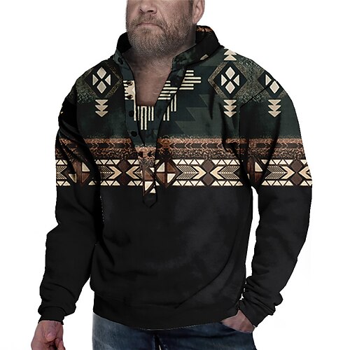 

Per uomo Plus Size Felpa Pullover Grande e alto Pop art Henley Manica lunga Primavera & Autunno Essenziale Di tendenza Streetwear Comodo Informale Sport Top